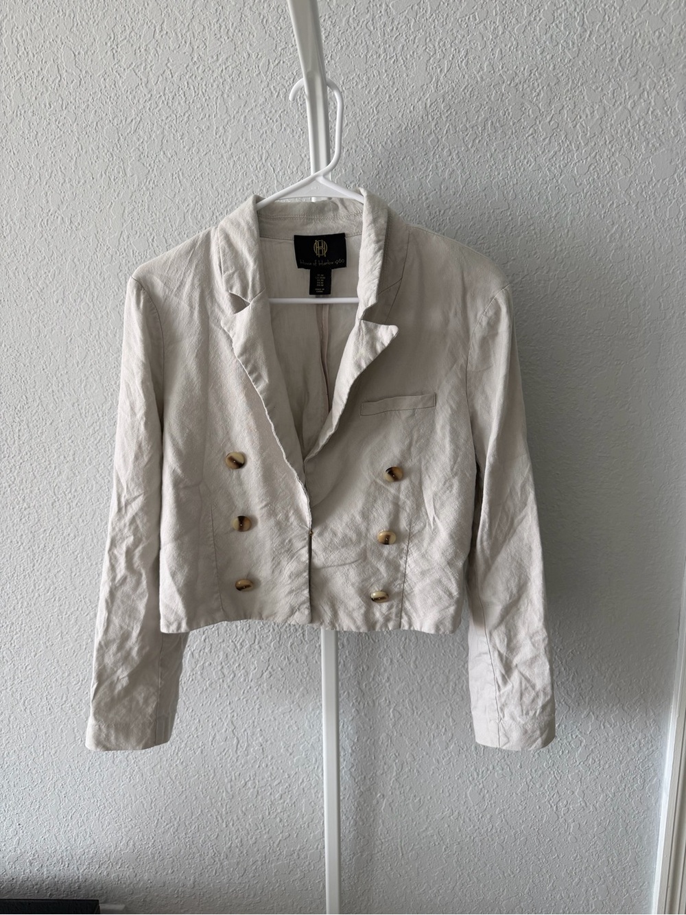 House of Harlow Cropped Double-Breasted Women’s Blazer Jacket - Cream